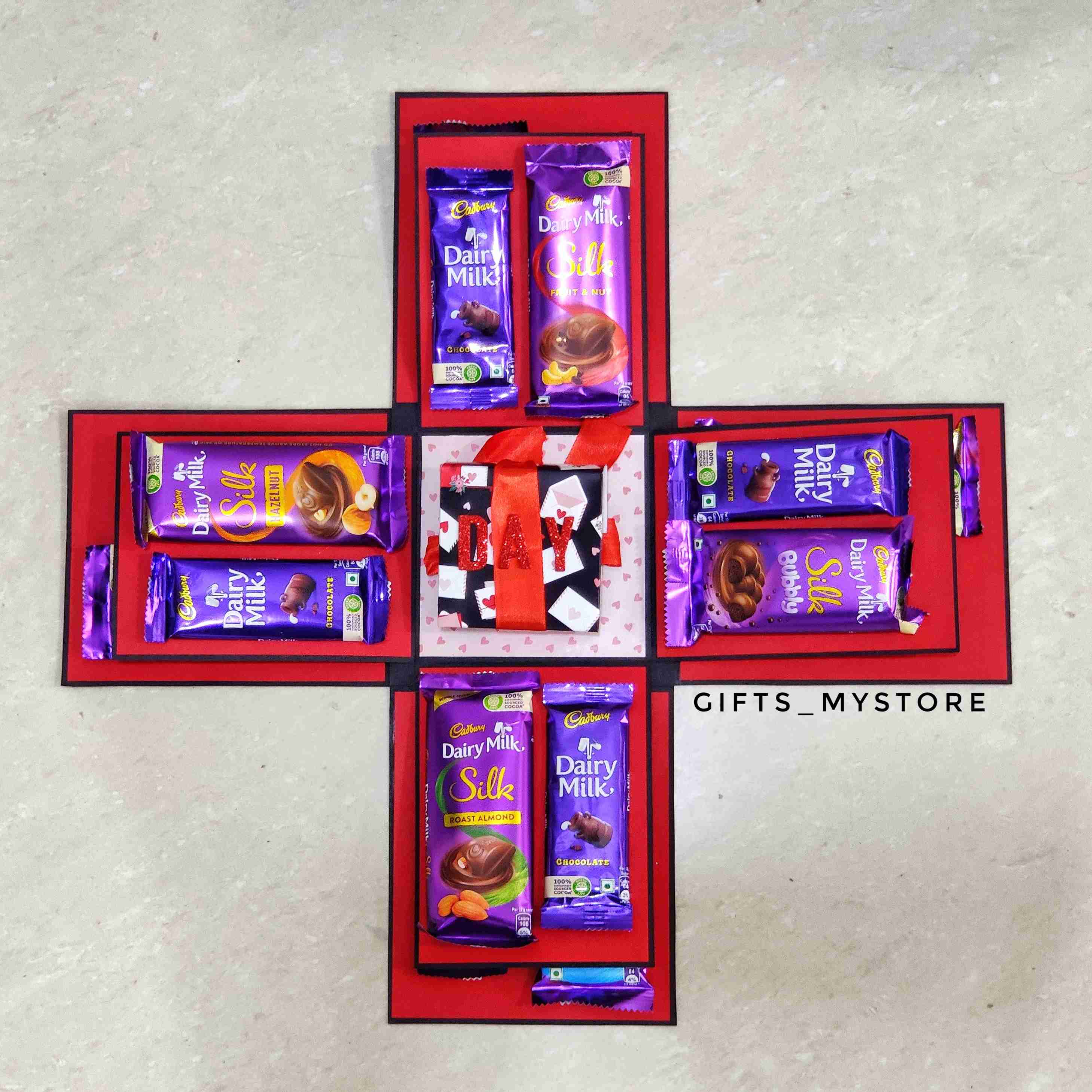 2LAYER DAIRY MILK SILK AND PLAIN CEB_2_4_bygiftsmystore 2 layer chocolate explosion box handmade gift product designed for special occasions