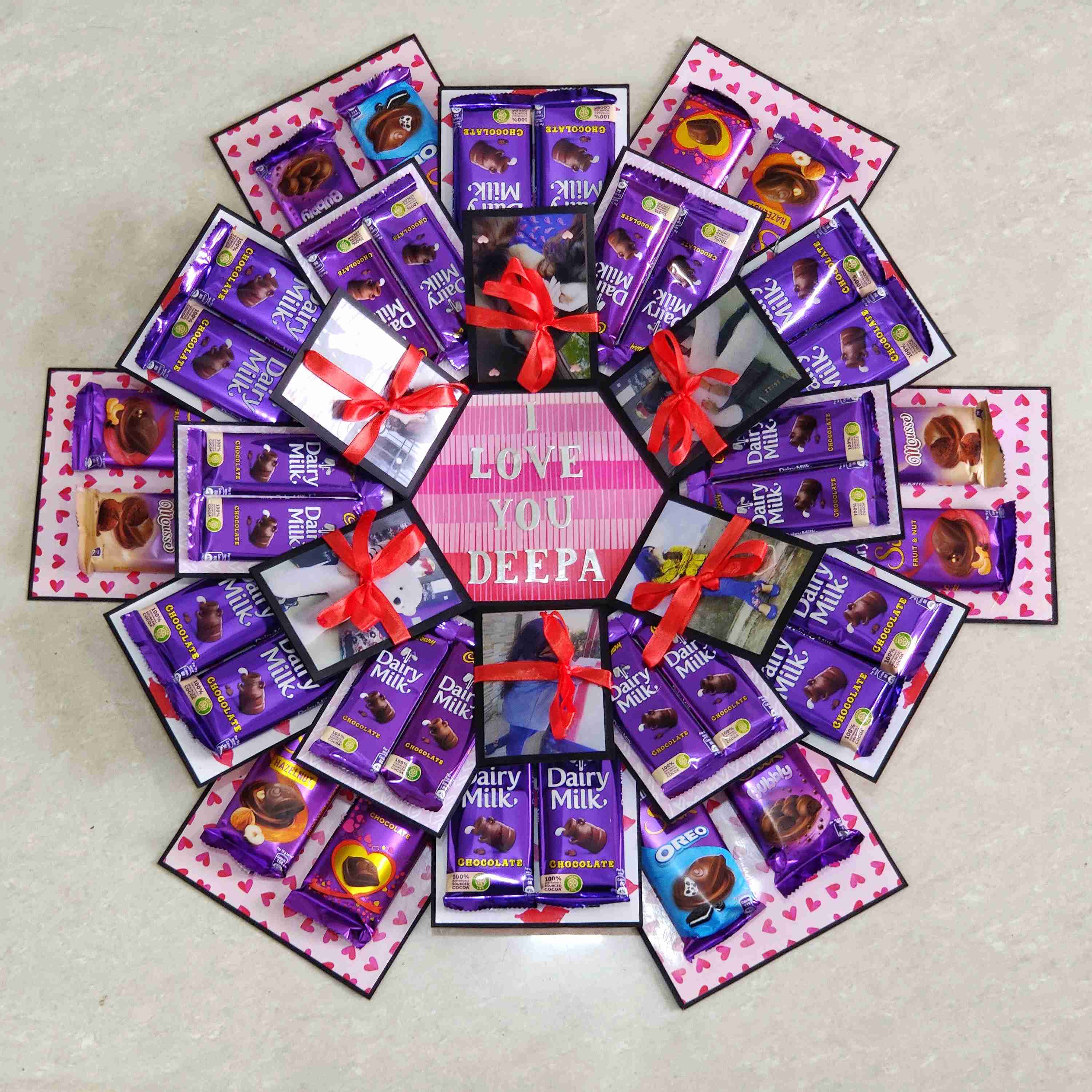 4 LAYER  DECORATIVE DAIRY MILK SILK & FLAVOURS CEB (BIG SIZE - PINK THEME)