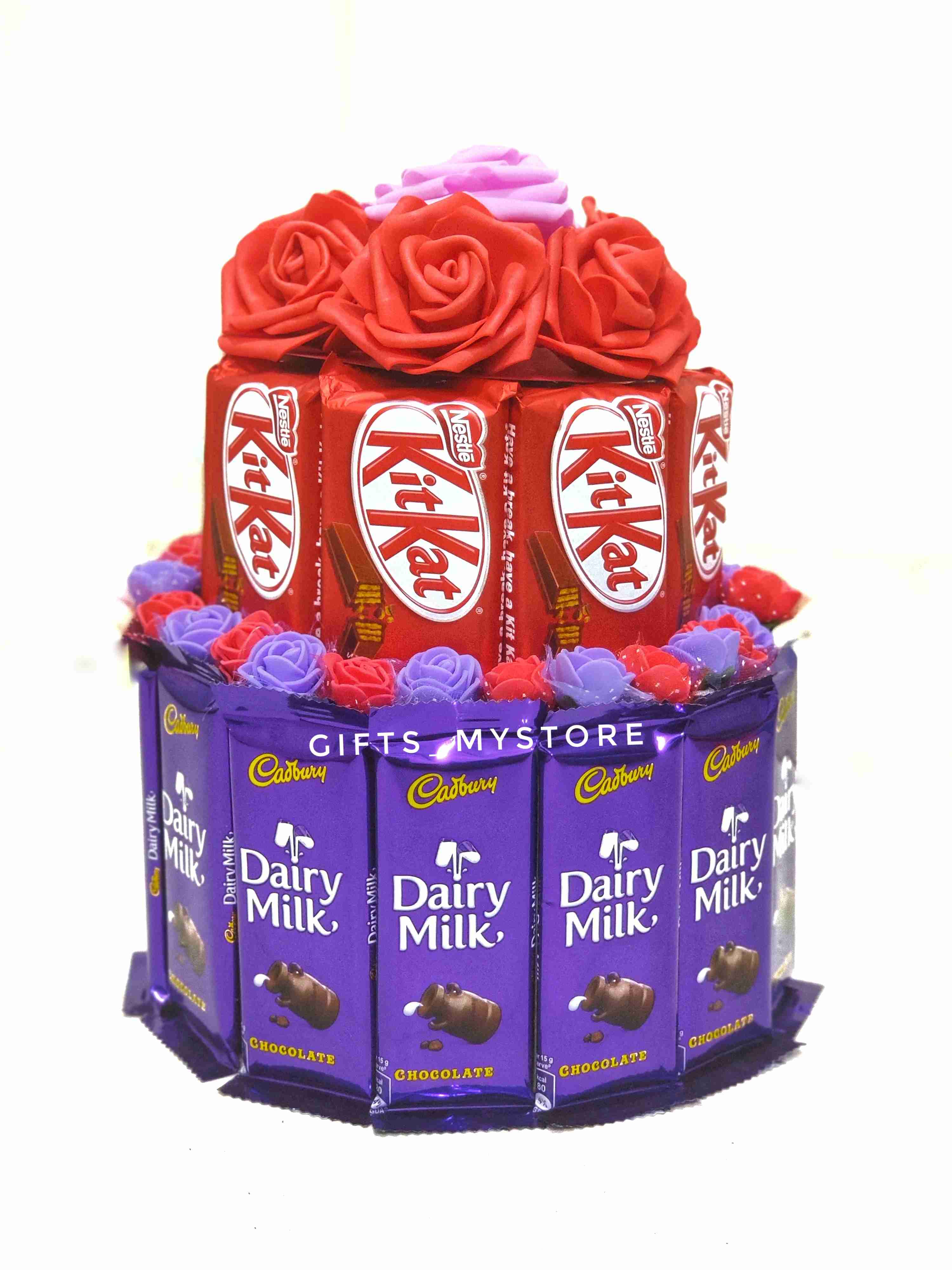 2tier dairy milk and kitkat hamper chocolate gift box handmade product designed for special occasions