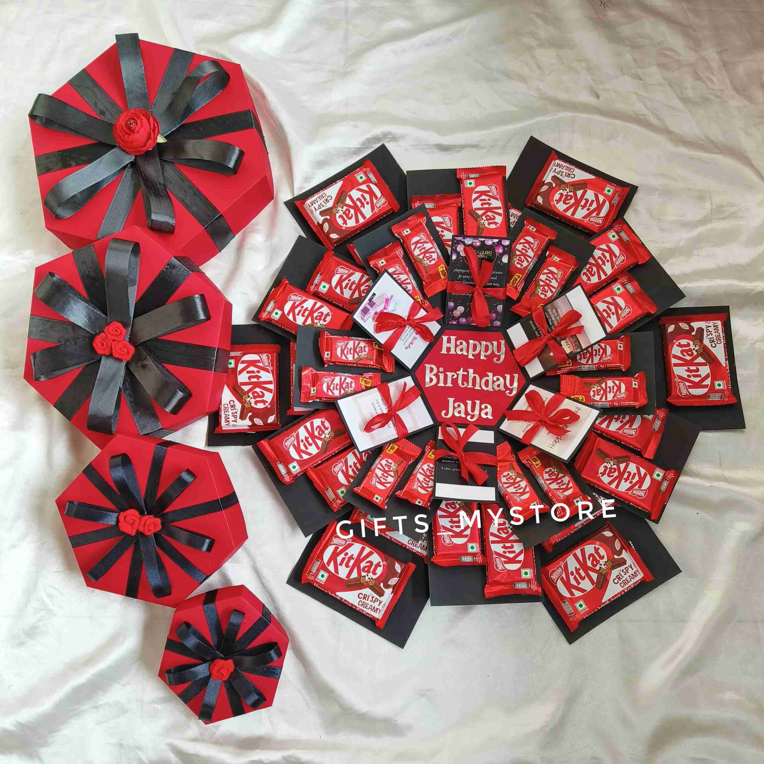 4 layer kitkat crispy wafer chocolate explosion box handmade gift product designed for special occasions