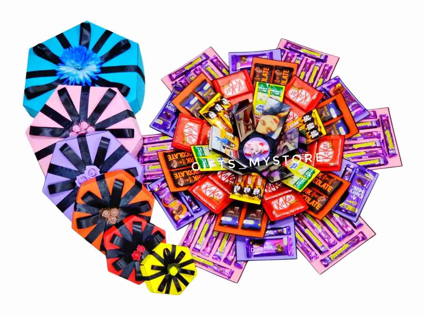 6 layer chocolate explosion box handmade gift product designed for special occasions