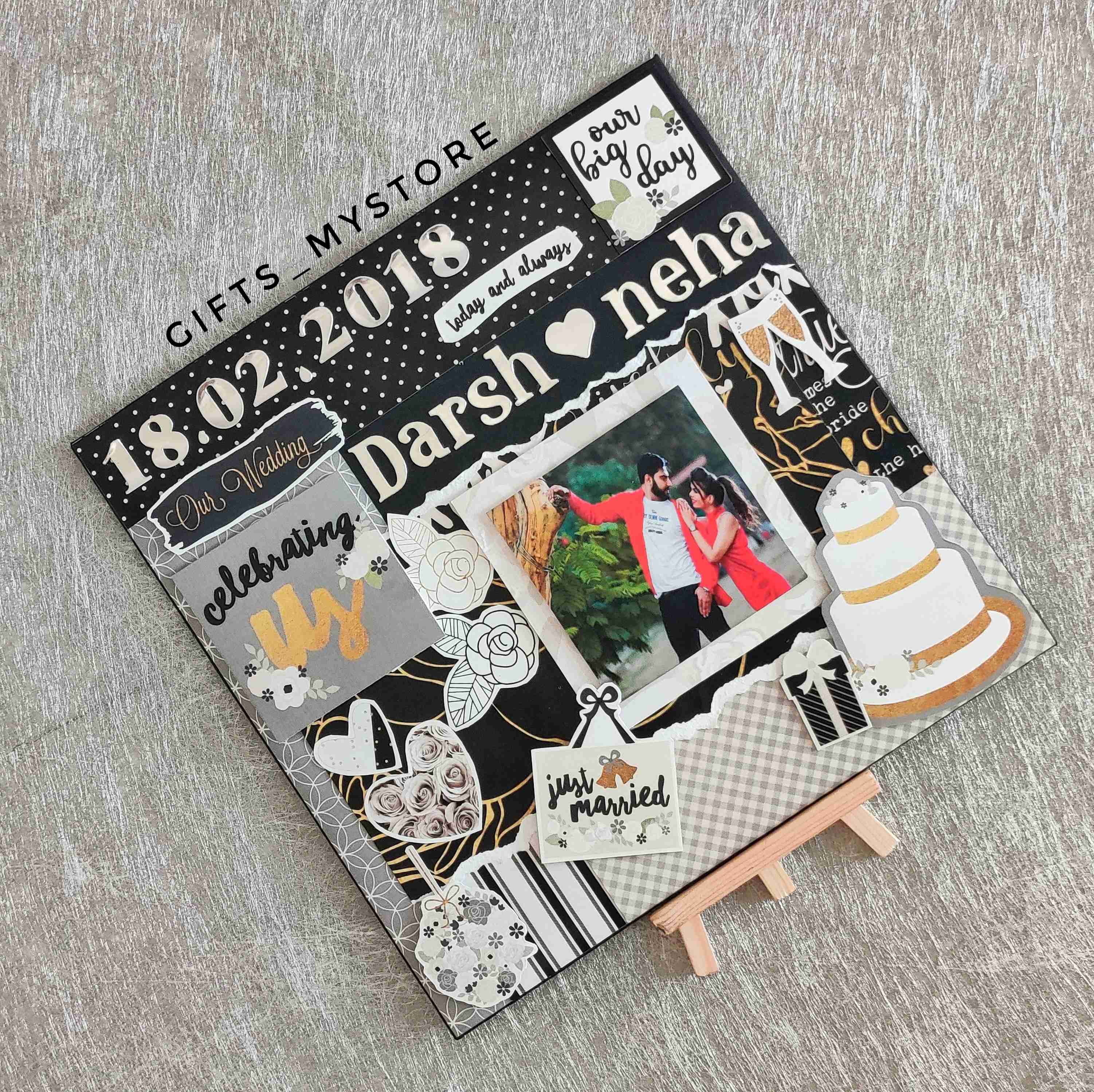 anniversary theme decorative photo stand handmade gift perfect for couples and loved ones