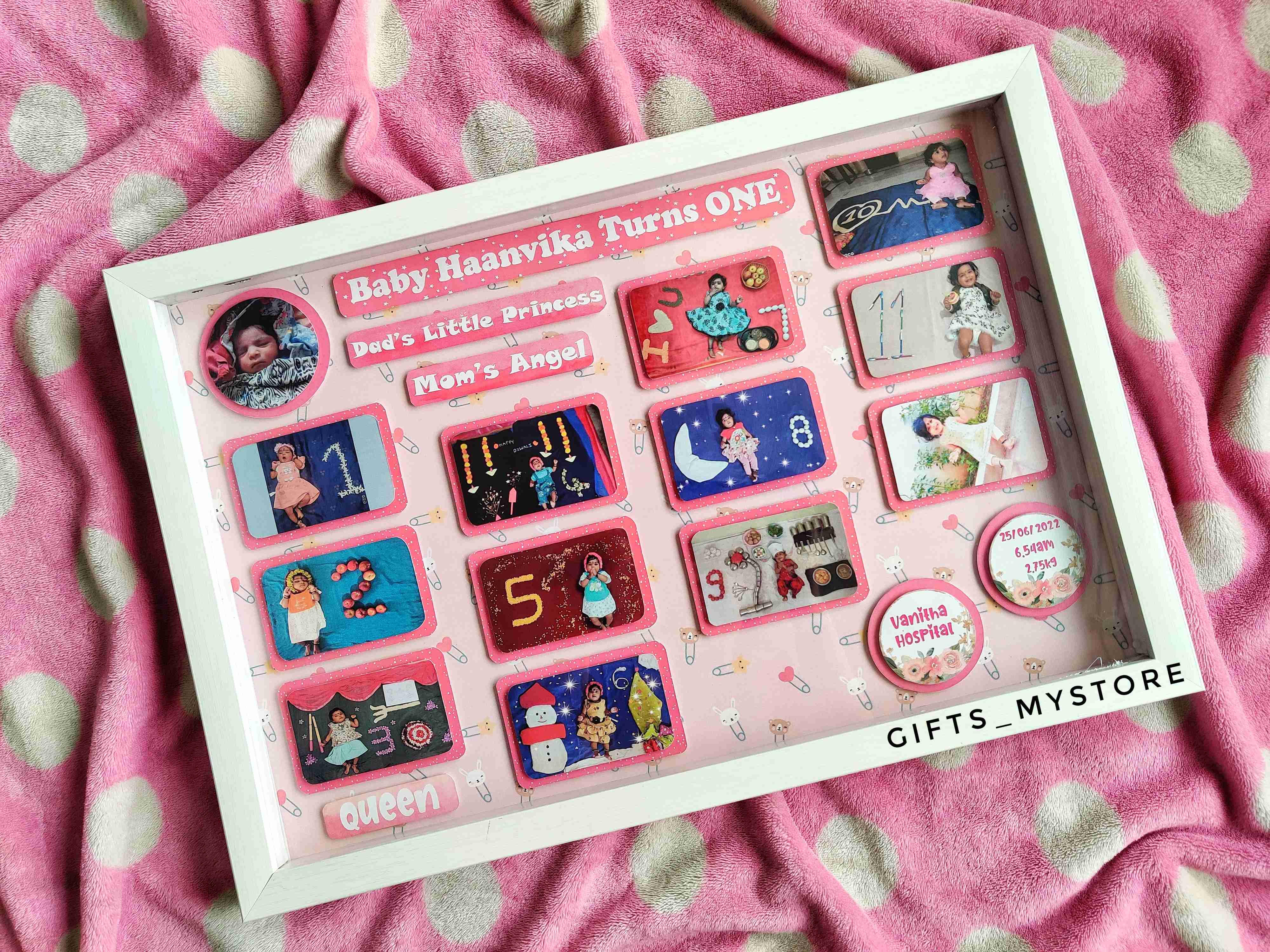 baby first year milestone record photo frame handmade gift ideal for new parents and families