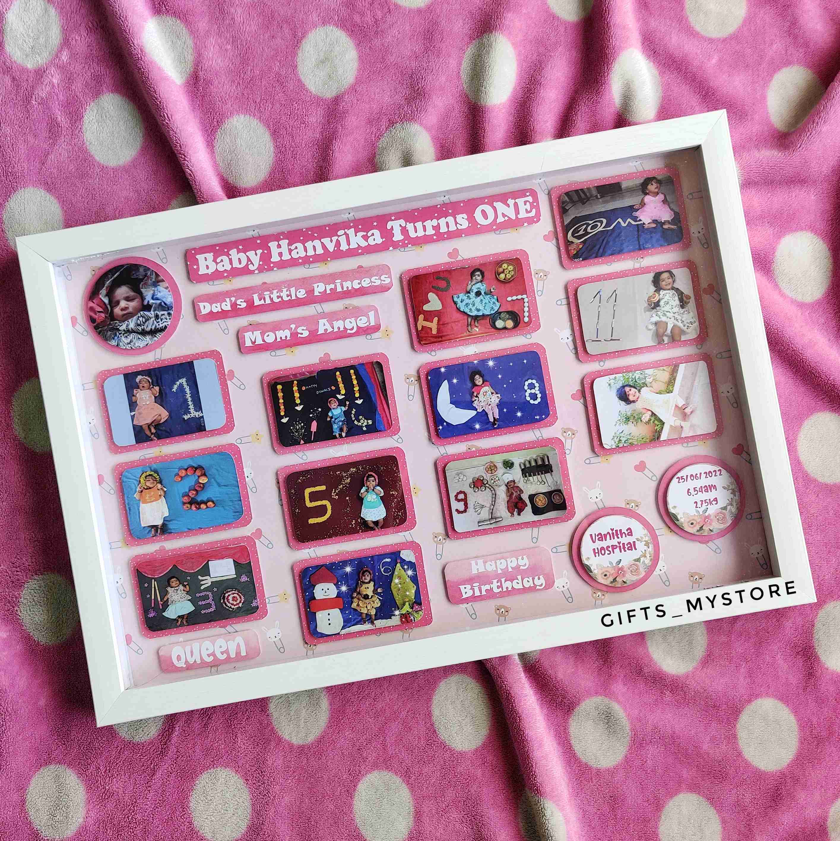 baby first year milestone record photo frame handmade gift ideal for new parents and families