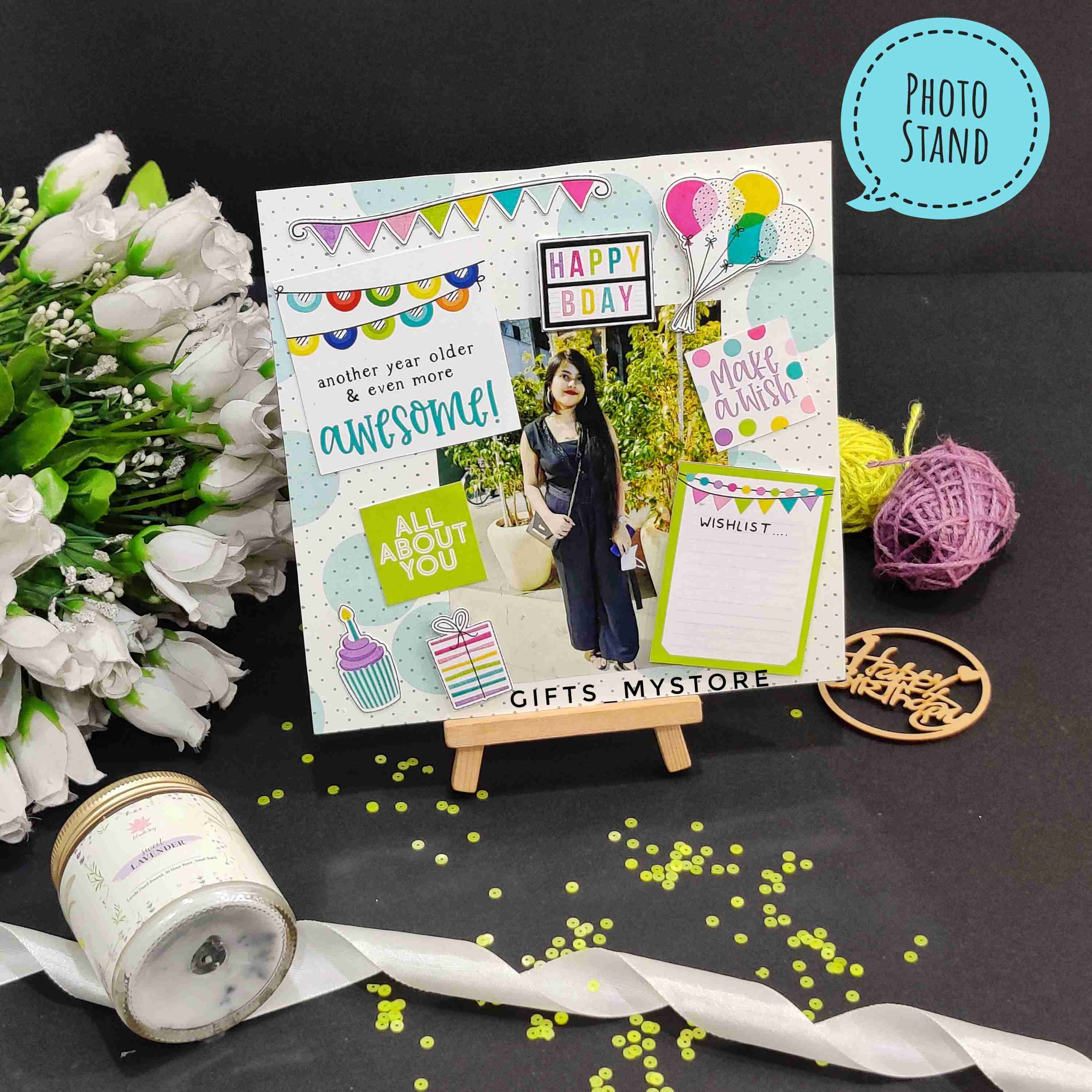 birthday theme decorative photo stand handmade gift ideal for celebrations
