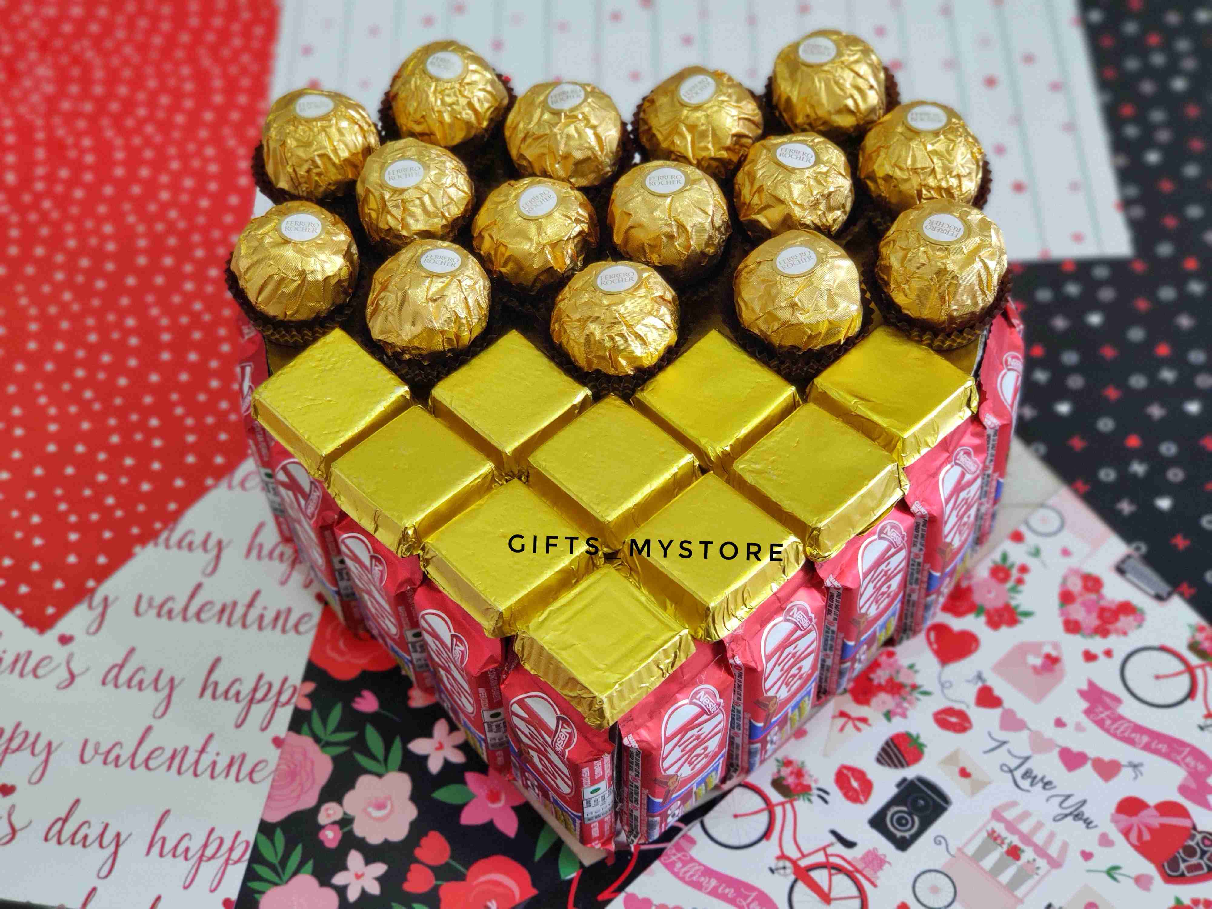 heart shape golden hamper chocolate gift box handmade product designed for special occasions