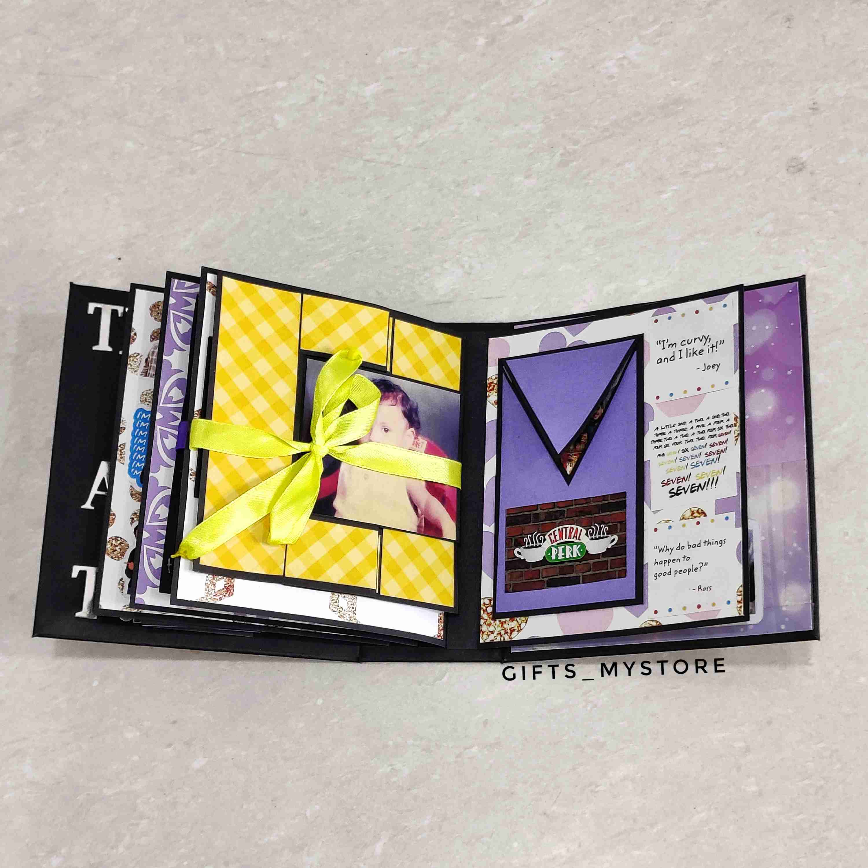 GiftsMyStore_MINI_FRIENDS_THEME_ALBUM_3 F.R.I.E.N.D.S TV show themed handmade photo album scrapbook gift perfect for fans and friends