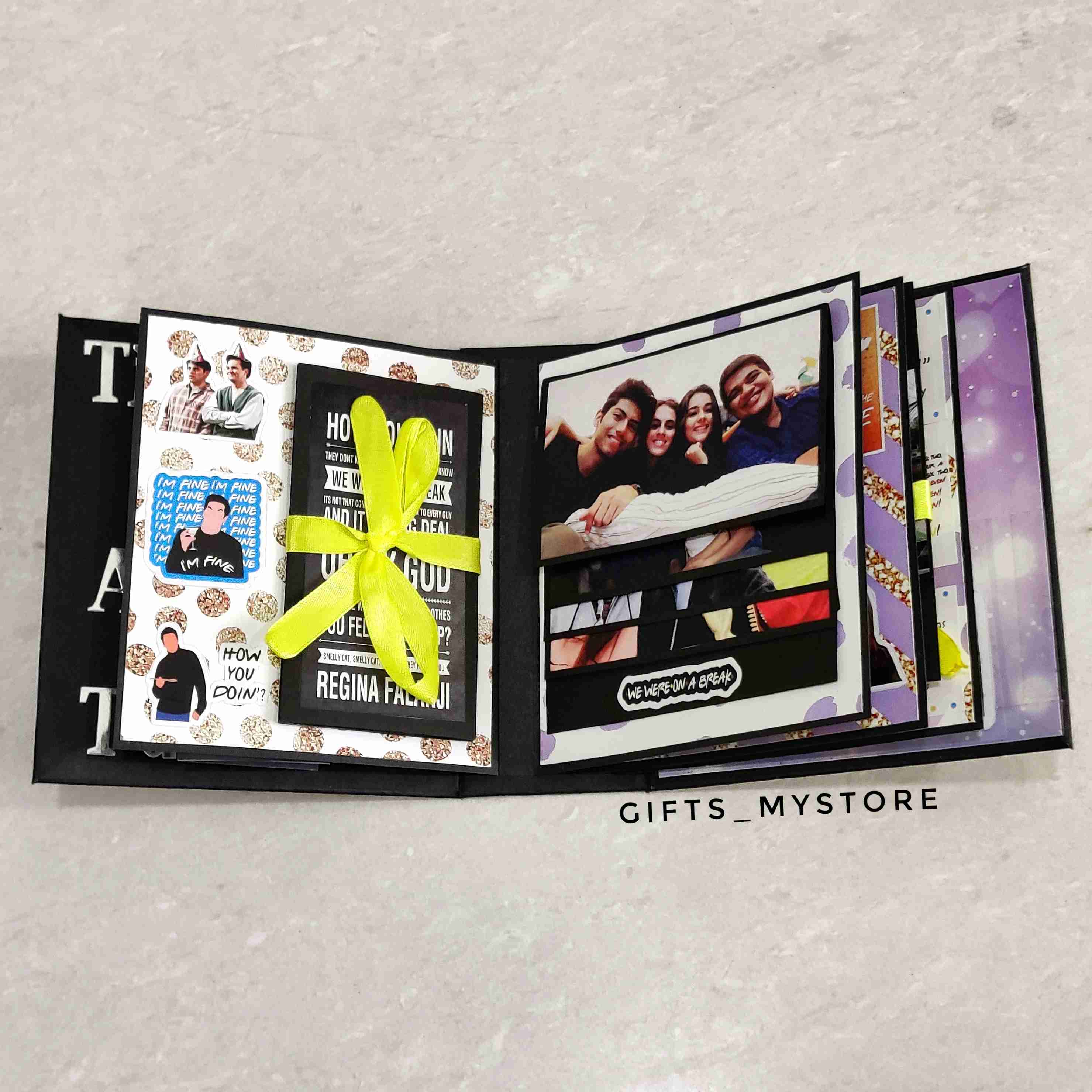 GiftsMyStore_MINI_FRIENDS_THEME_ALBUM_5 F.R.I.E.N.D.S TV show themed handmade photo album scrapbook gift perfect for fans and friends