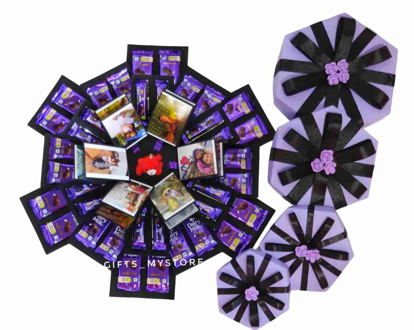 4 layer classic dairy milk chocolate explosion box handmade gift product designed for special occasions