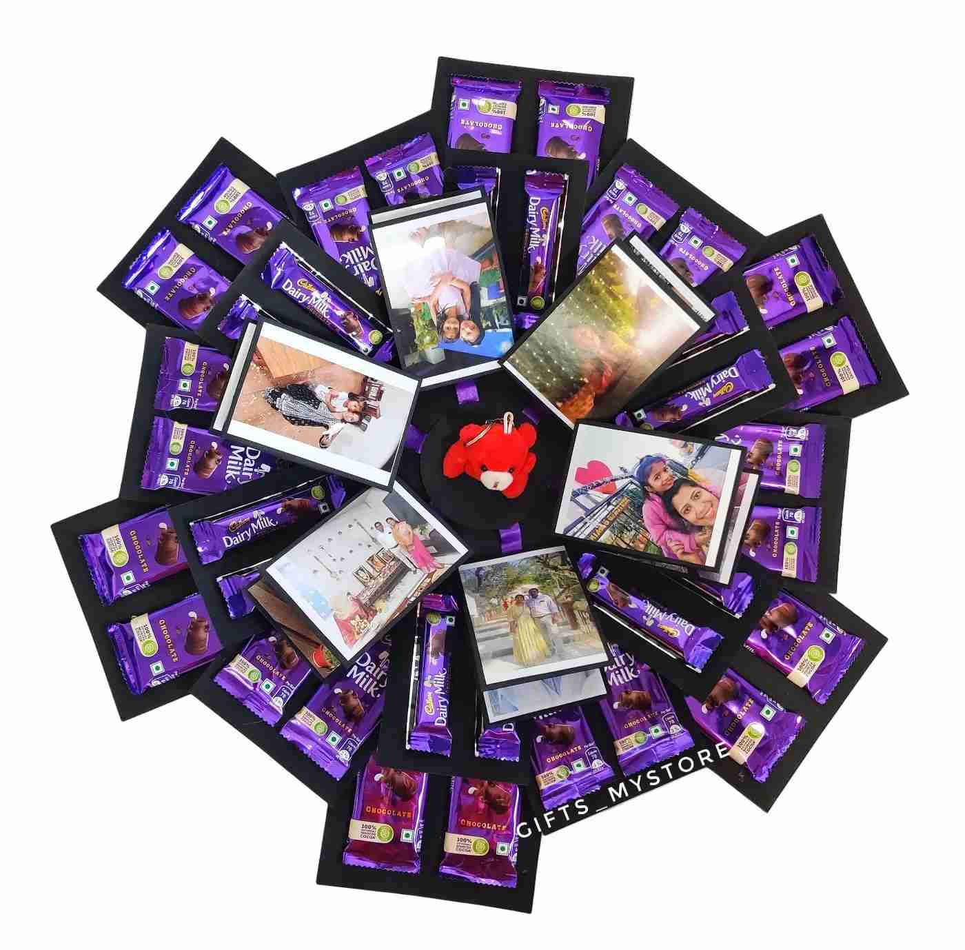 4 layer classic dairy milk chocolate explosion box handmade gift product designed for special occasions