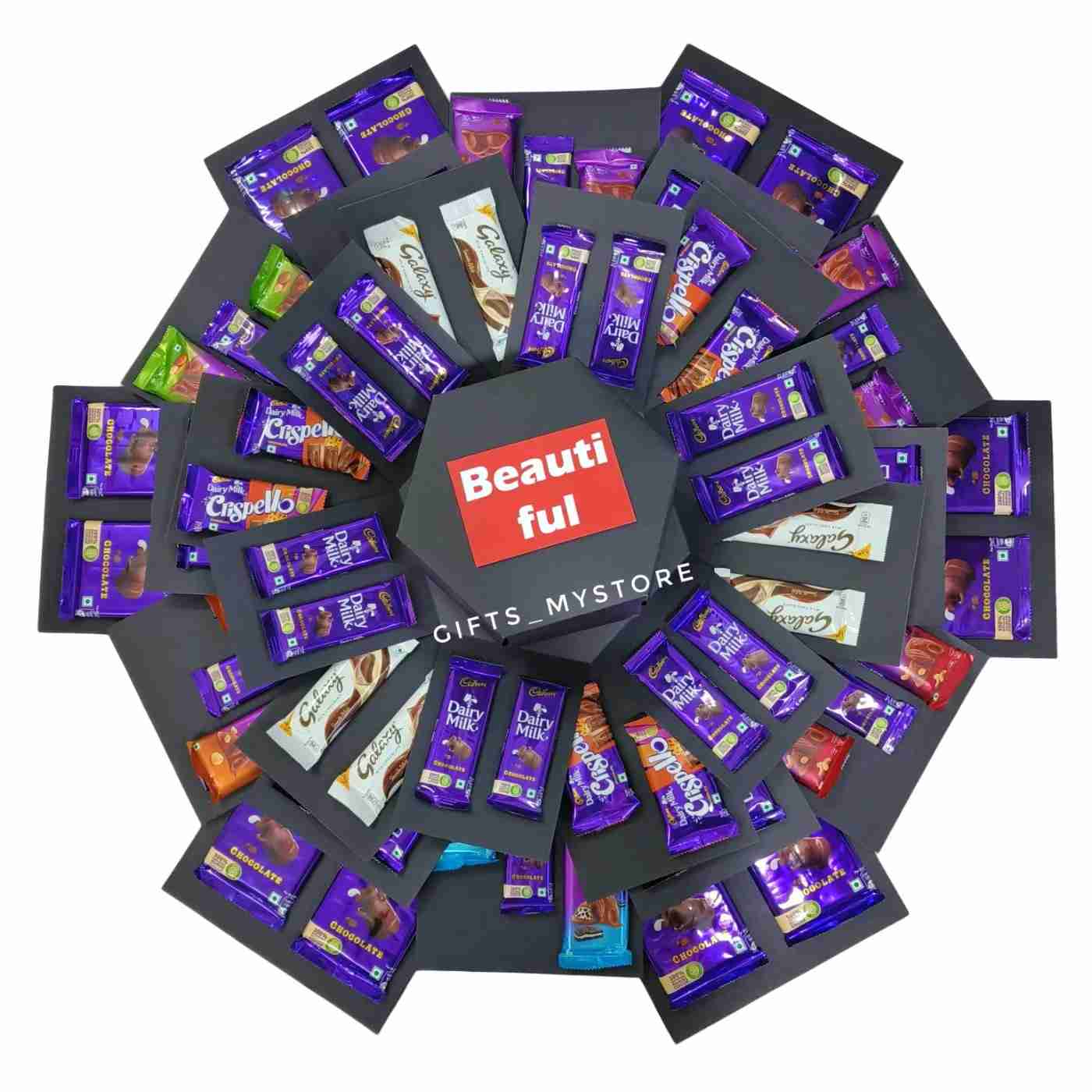 IMG20240424185049 10 layer chocolate explosion box in romantic red theme handmade gift product designed for special occasions