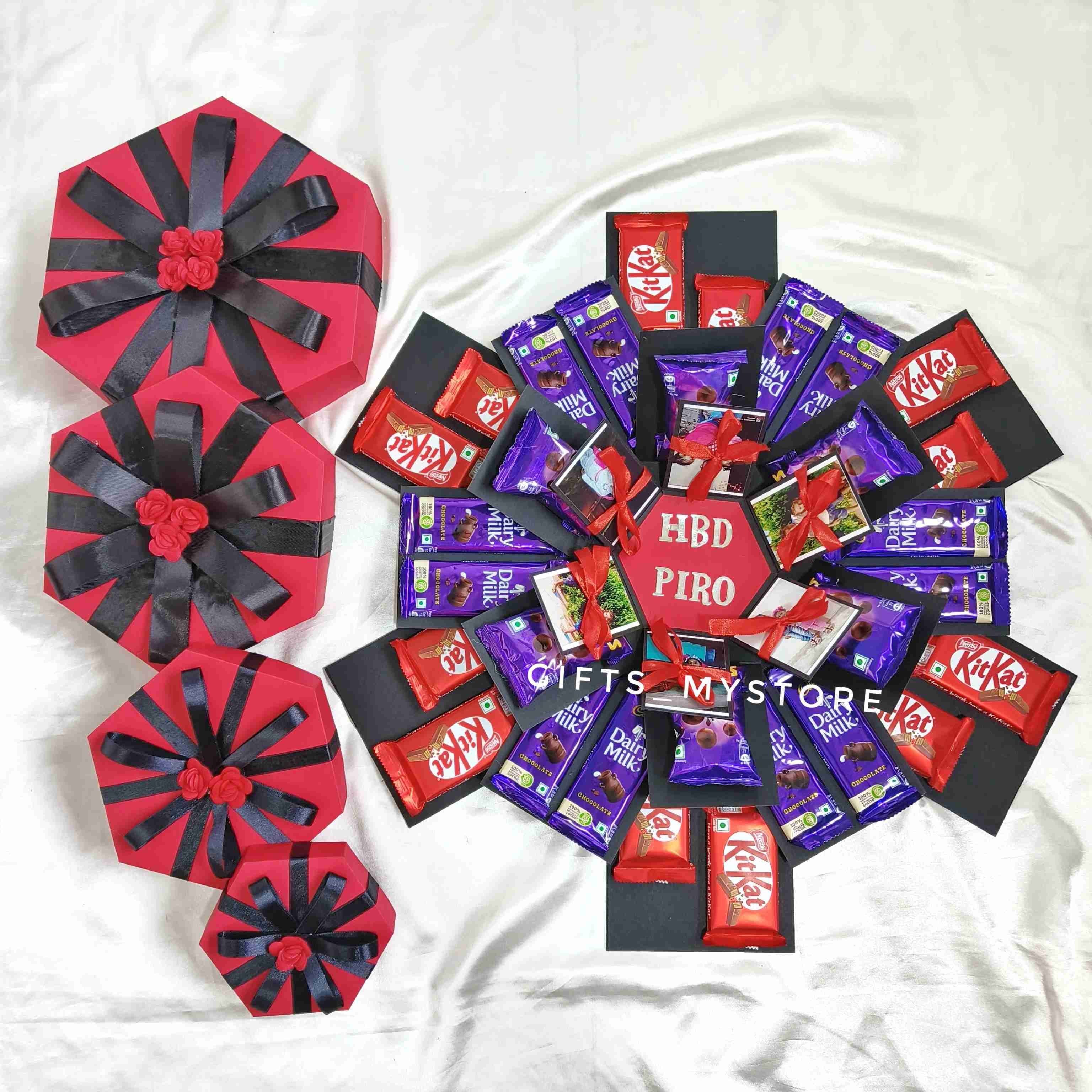 IMG20240808181442 4 layer mix chocolates chocolate explosion box handmade gift product designed for special occasions