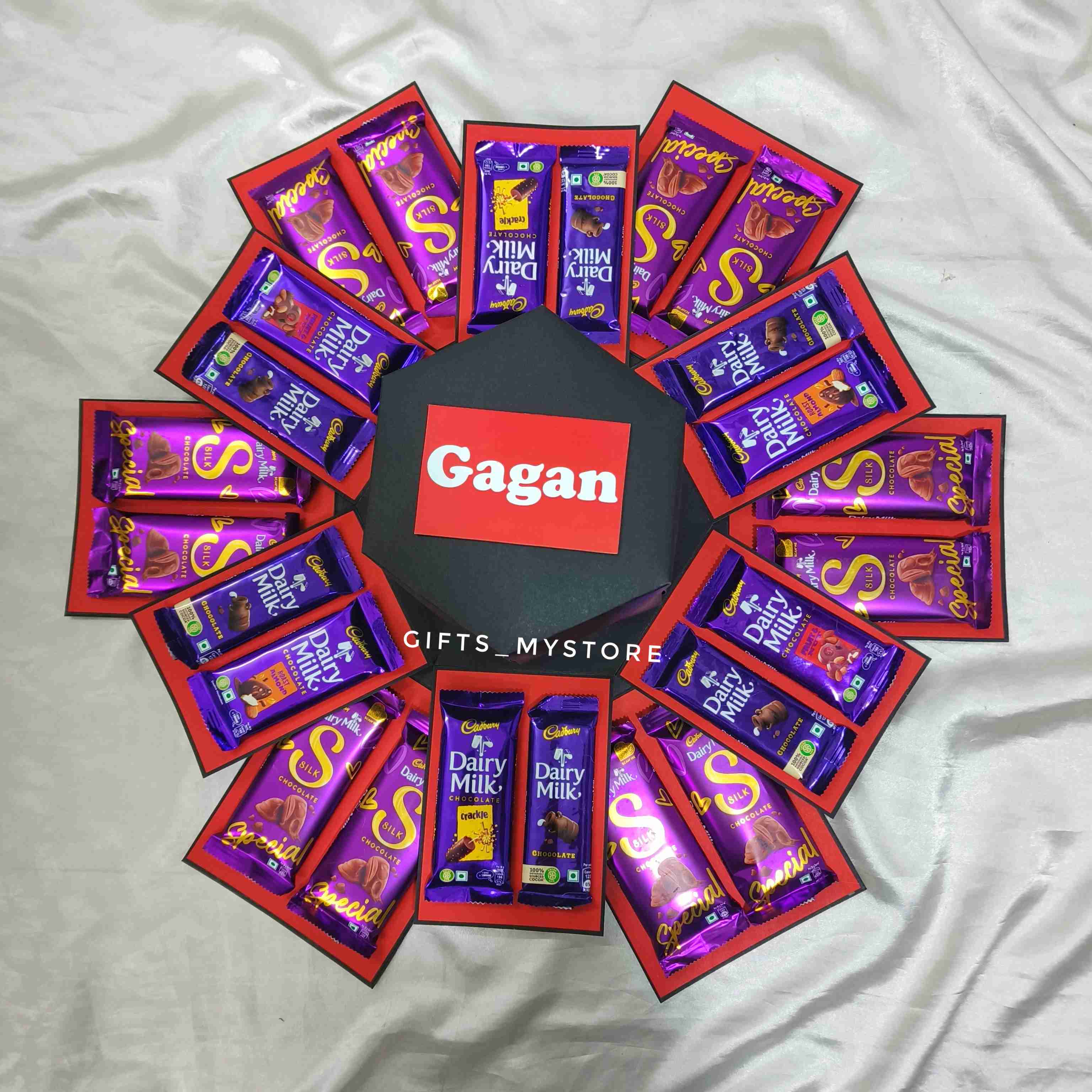 IMG20250110185306 5 layer mix chocolates chocolate explosion box in romantic red theme handmade gift product designed for special occasions