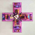 4 layer mix chocolates chocolate explosion box in elegant pink theme handmade gift product designed for special occasions