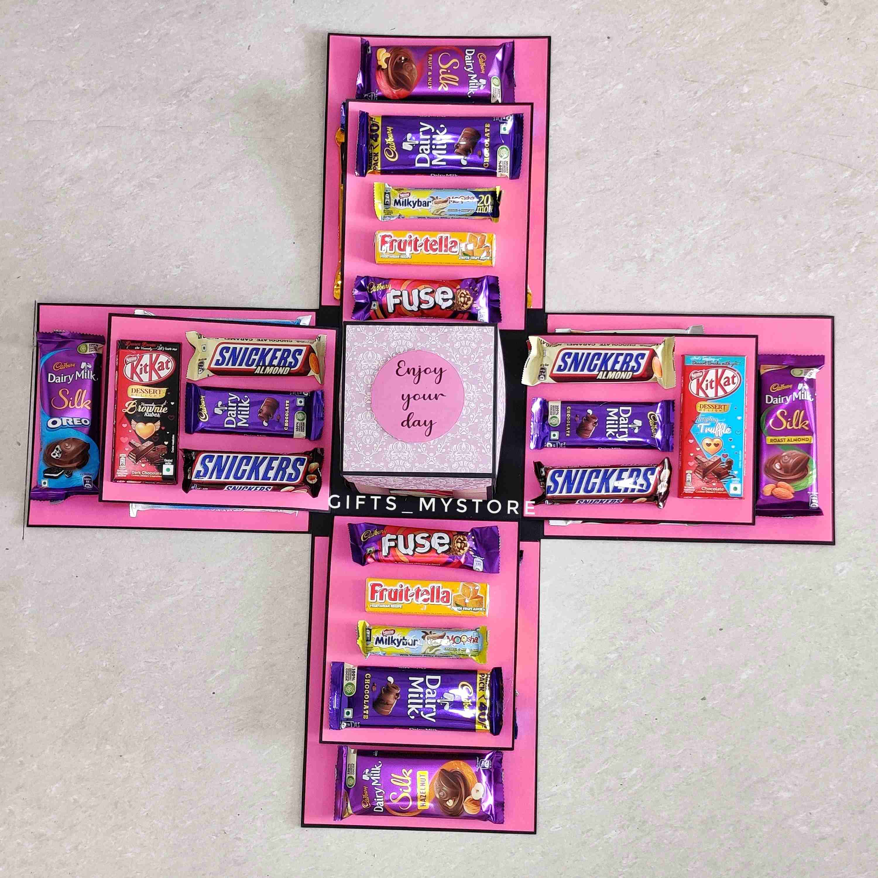 IMG_20220130_124924__01-01 4 layer mix chocolates chocolate explosion box in elegant pink theme handmade gift product designed for special occasions