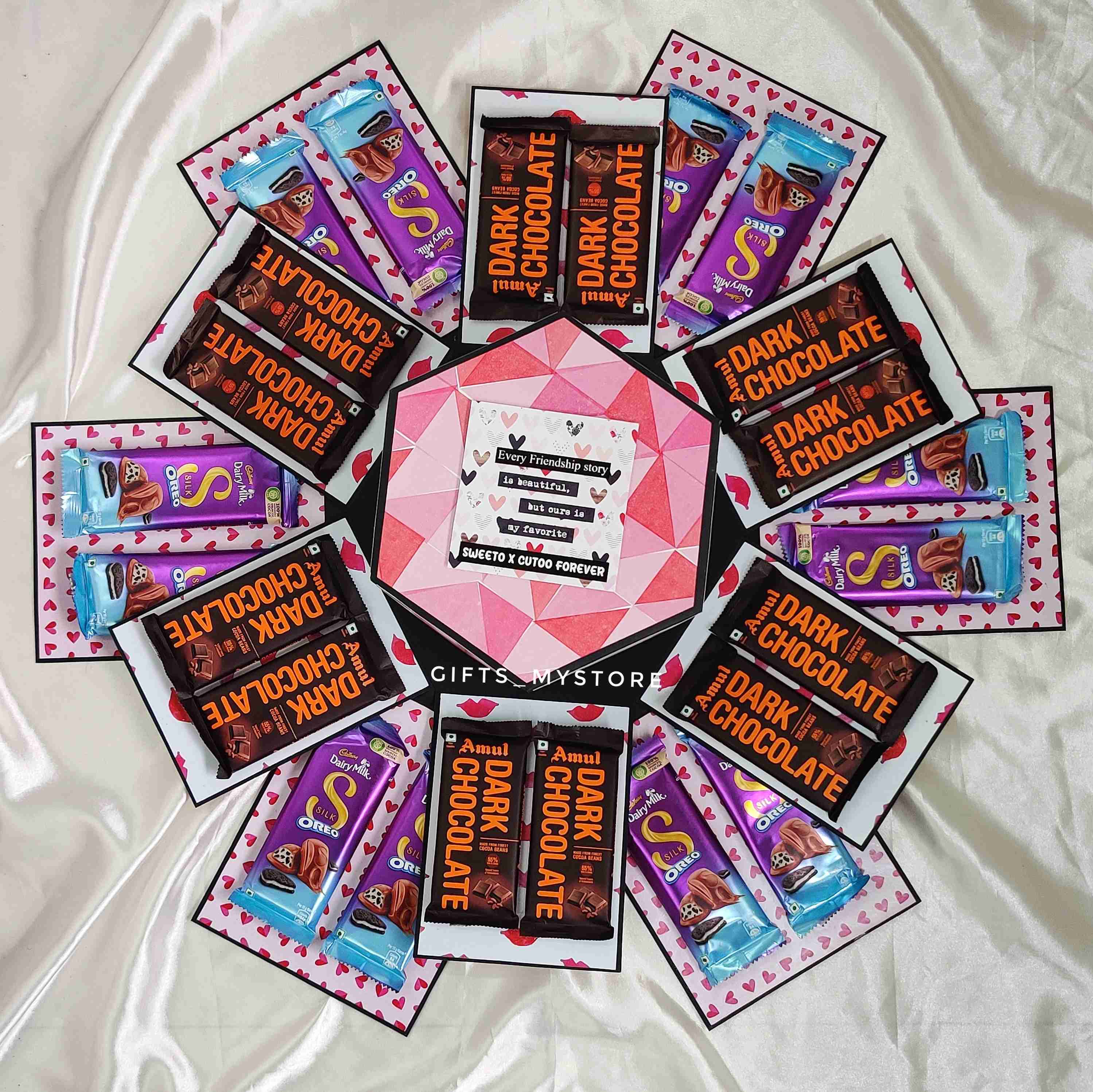 4 layer dairy milk silk premium chocolate explosion box premium large size handmade gift product designed for special occasions