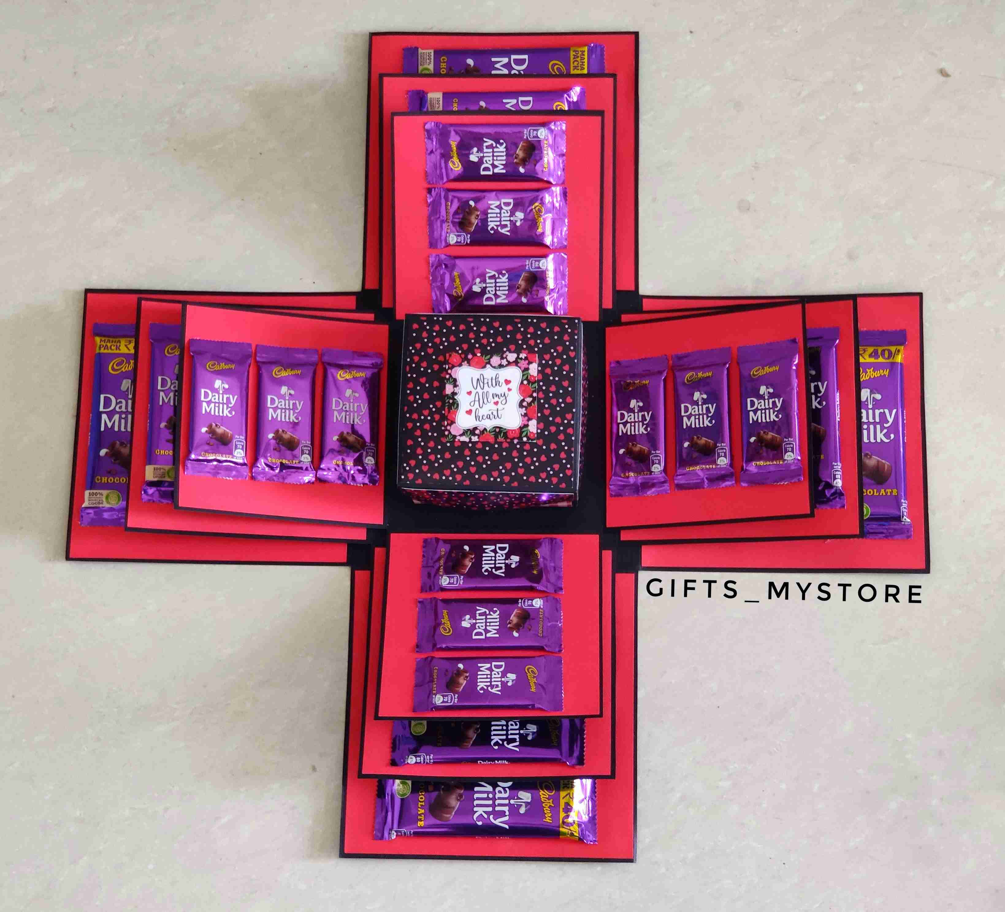 3 layer classic dairy milk chocolate explosion box handmade gift product designed for special occasions