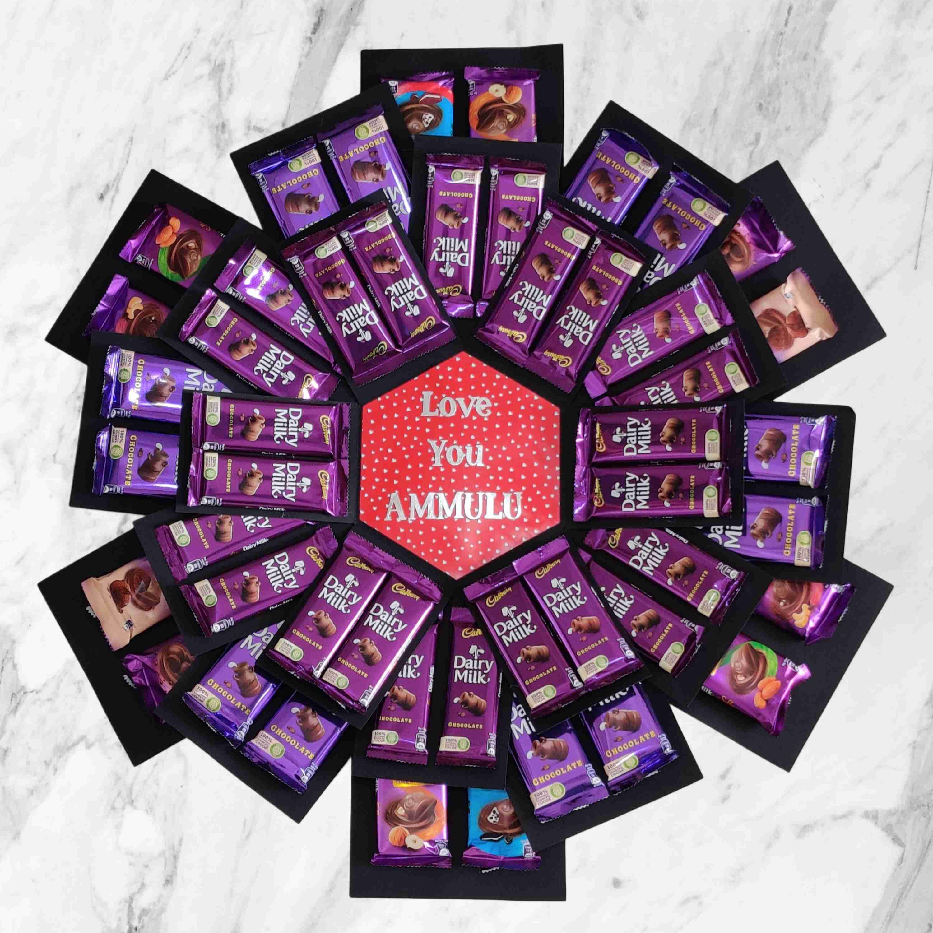 4 layer dairy milk silk premium chocolate explosion box premium large size handmade gift product designed for special occasions